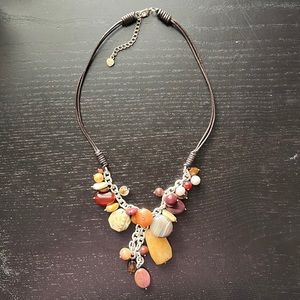 Semi Precious Stone Clustered Necklace